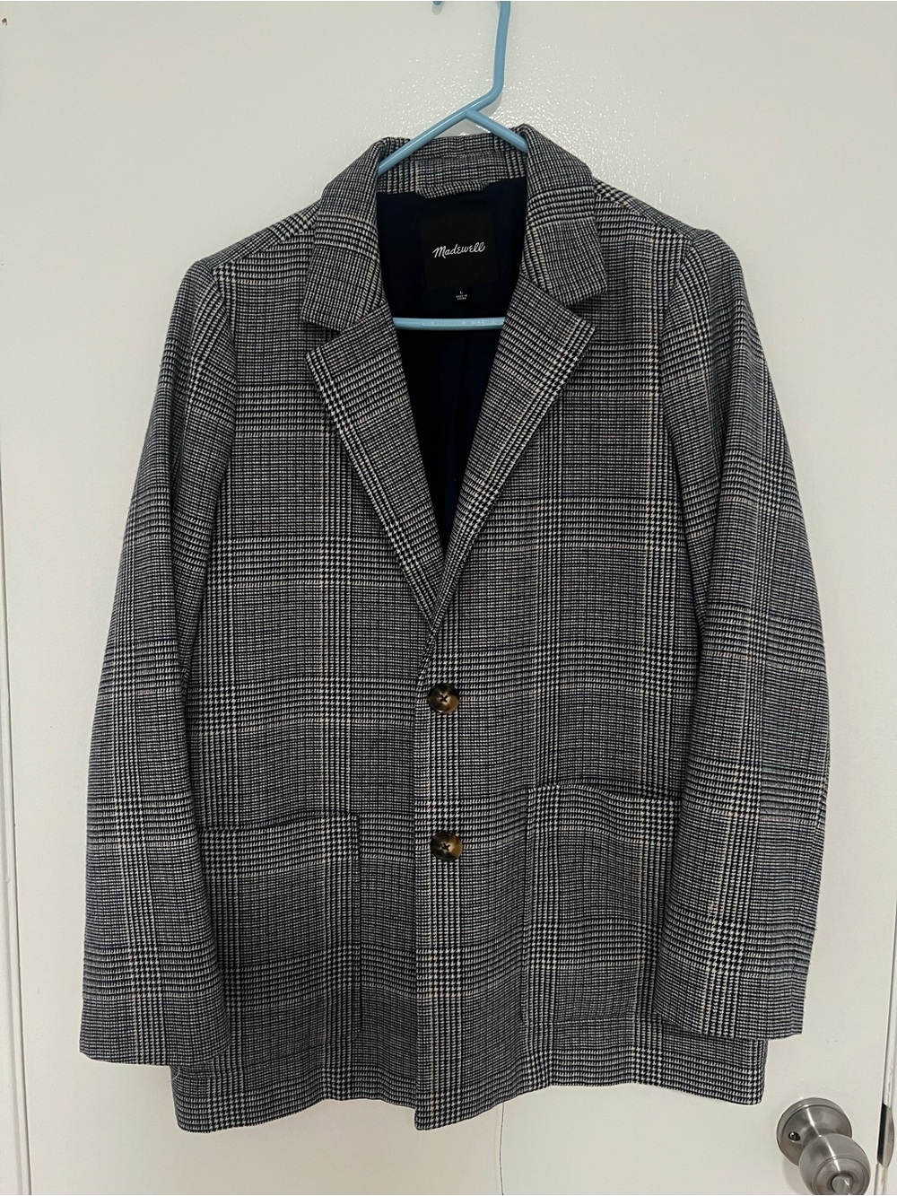 Madewell Black & White Glen Plaid Sport Coat